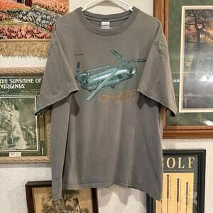 Vintage 90s RARE Chinook CH-47F Military Helicopter Green/Brown Shirt‎ Size XL